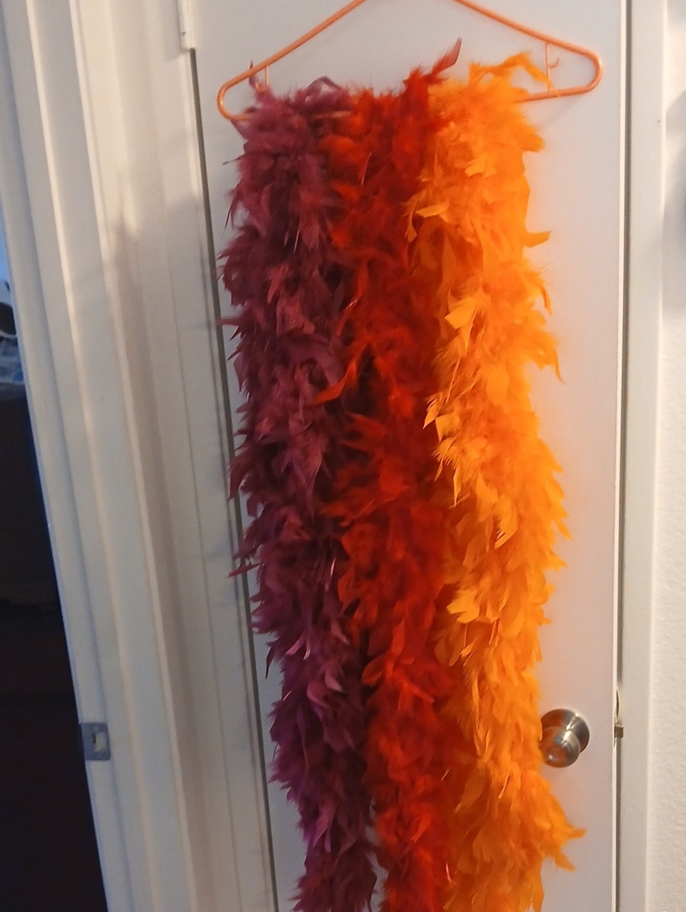 Colorful Feather Boas Trio - Orange, Red, Burgundy